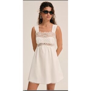 NWT For Love and Lemons Marion Mini Dress White XS Retails $250